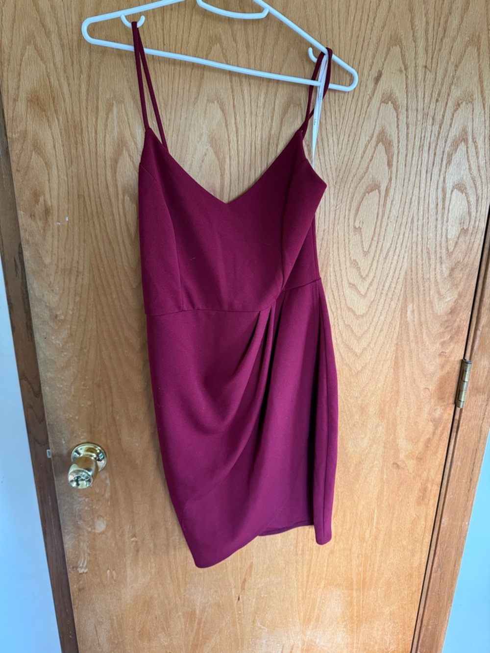 Lulu's Burgundy Asymmetrical Draped Slip Dress